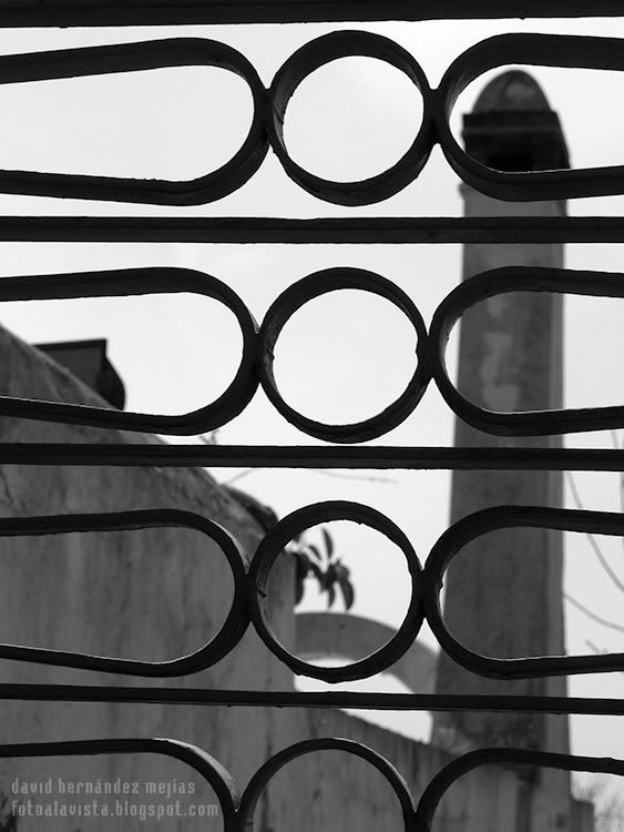 Enrejado y vacíos Fotografía realizada en la isla de Capri (Nápoles), Italia, a un enrejado peculiar y artístico con el fondo fragmentado de las edificaciones oriundas del lugar