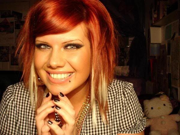 red hair with blonde chunks