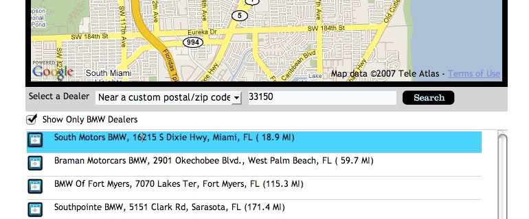 Search by custom zip/postal code