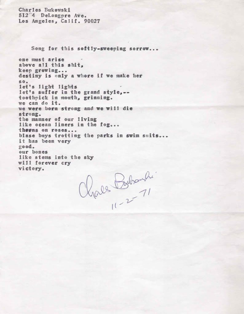 Charles Bukowski, Poems and Manuscripts