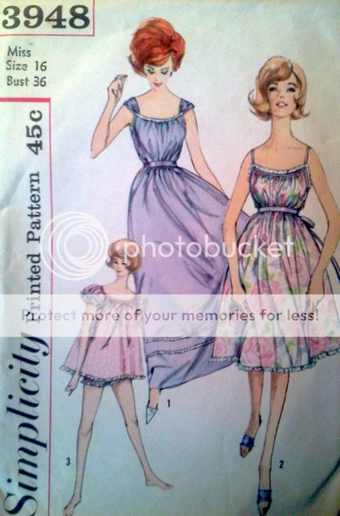 Vtg 60s Simplicity Pattern 3948 Dress Sz 16 Mod Baby Doll Lingerie Dress